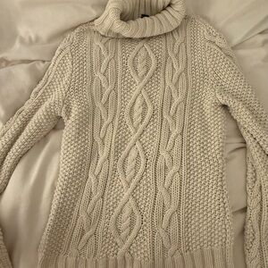 Ralph Lauren Cream Cable Knit Turtleneck Sweater
